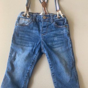 Zara Baby 6-9 month denim suspenders